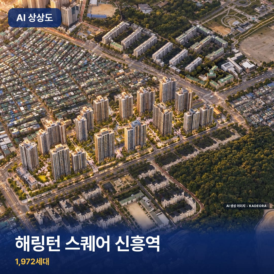 해링턴 스퀘어 신흥역 단지 썸네일 — AI 생성 이미지