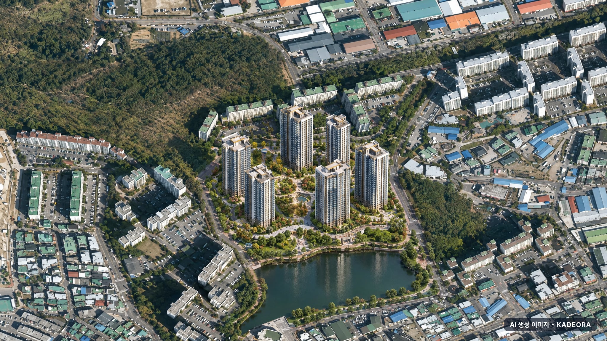 탑석 푸르지오 파크7 단지 전경 AI 상상도(주간 항공) — 경기 의정부시 착공 935세대