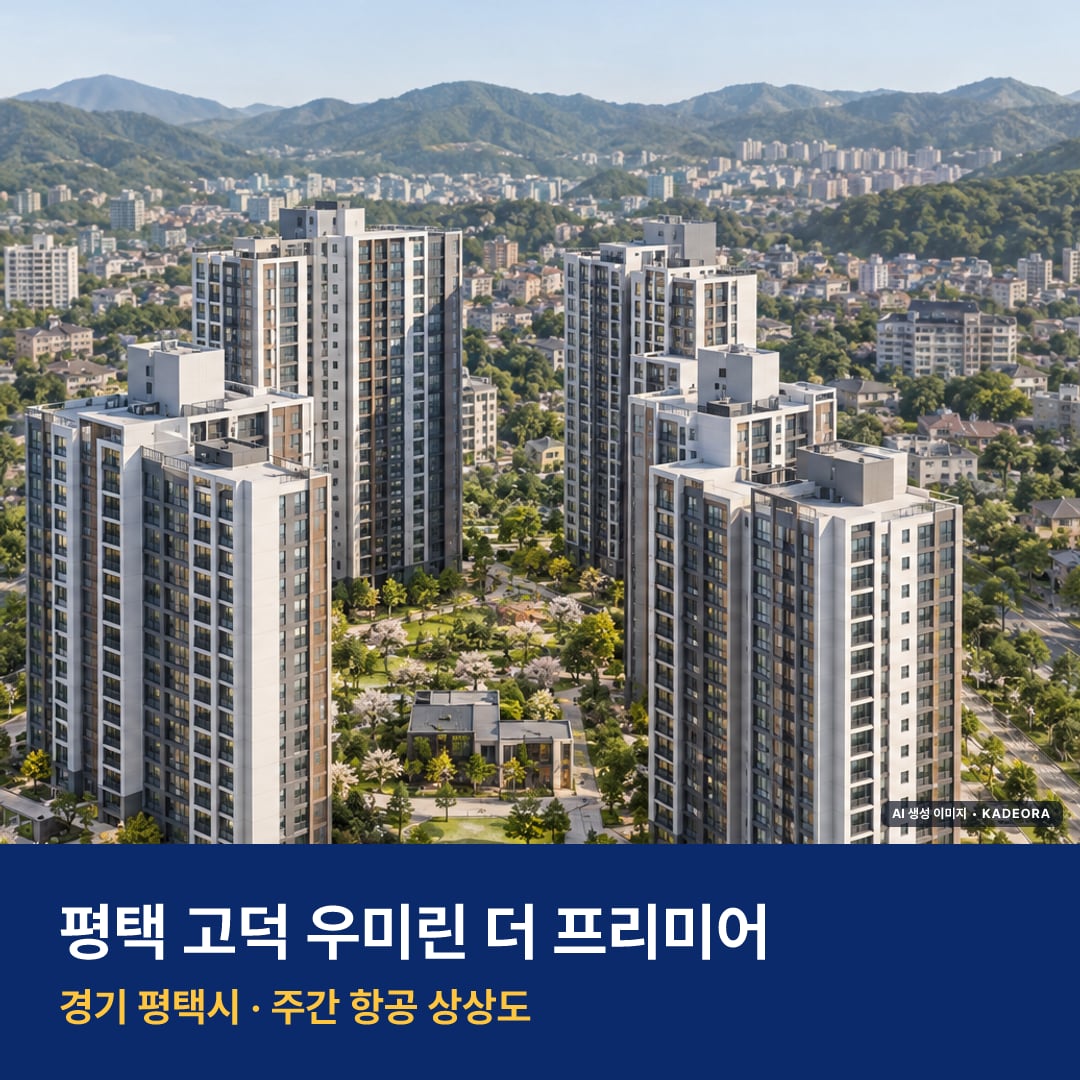 평택 고덕 우미린 더 프리미어 단지 전경 AI 상상도 — 평택시 623세대