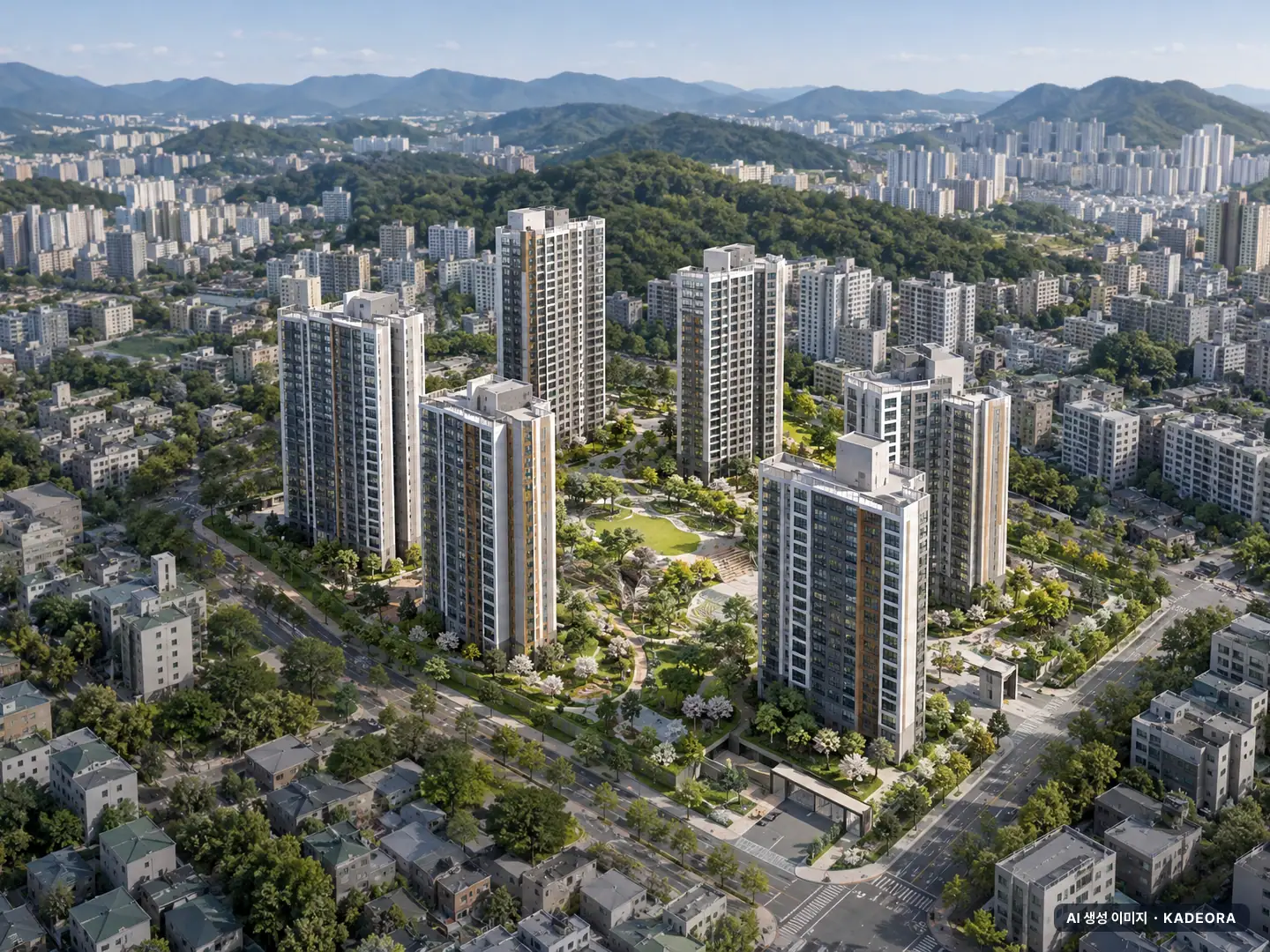 고양시 능곡 2-1 총 759세대 기준 AI 상상도(주간 항공) — 실제와 다를 수 있음