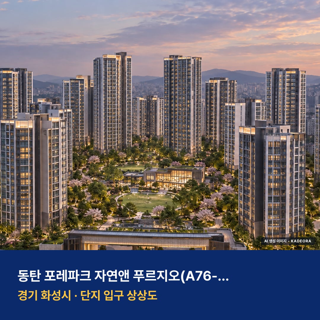 동탄 포레파크 자연앤 푸르지오 청약 단지 모습 · AI 생성 상상도 · 실제와 다를 수 있음