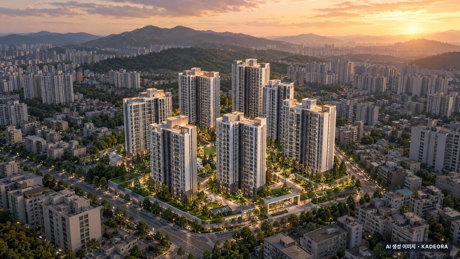 안산시 현대1차아파트 단지 전경 AI 상상도(저녁) — 안산시 아파트 분양