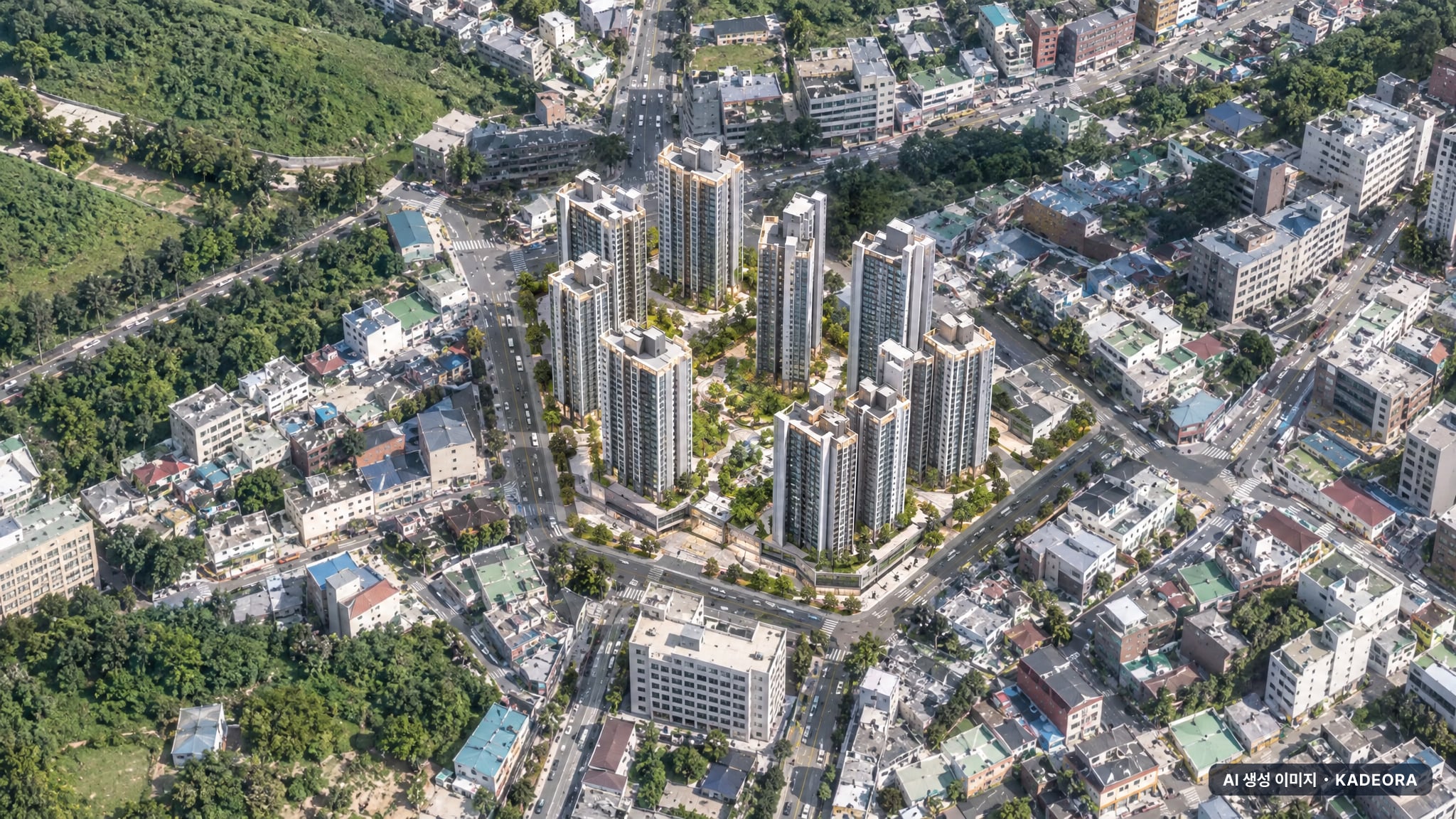 파주시 금촌2동제2지구 단지 전경 AI 상상도(주간 항공) — 경기 파주시 착공 1,002세대