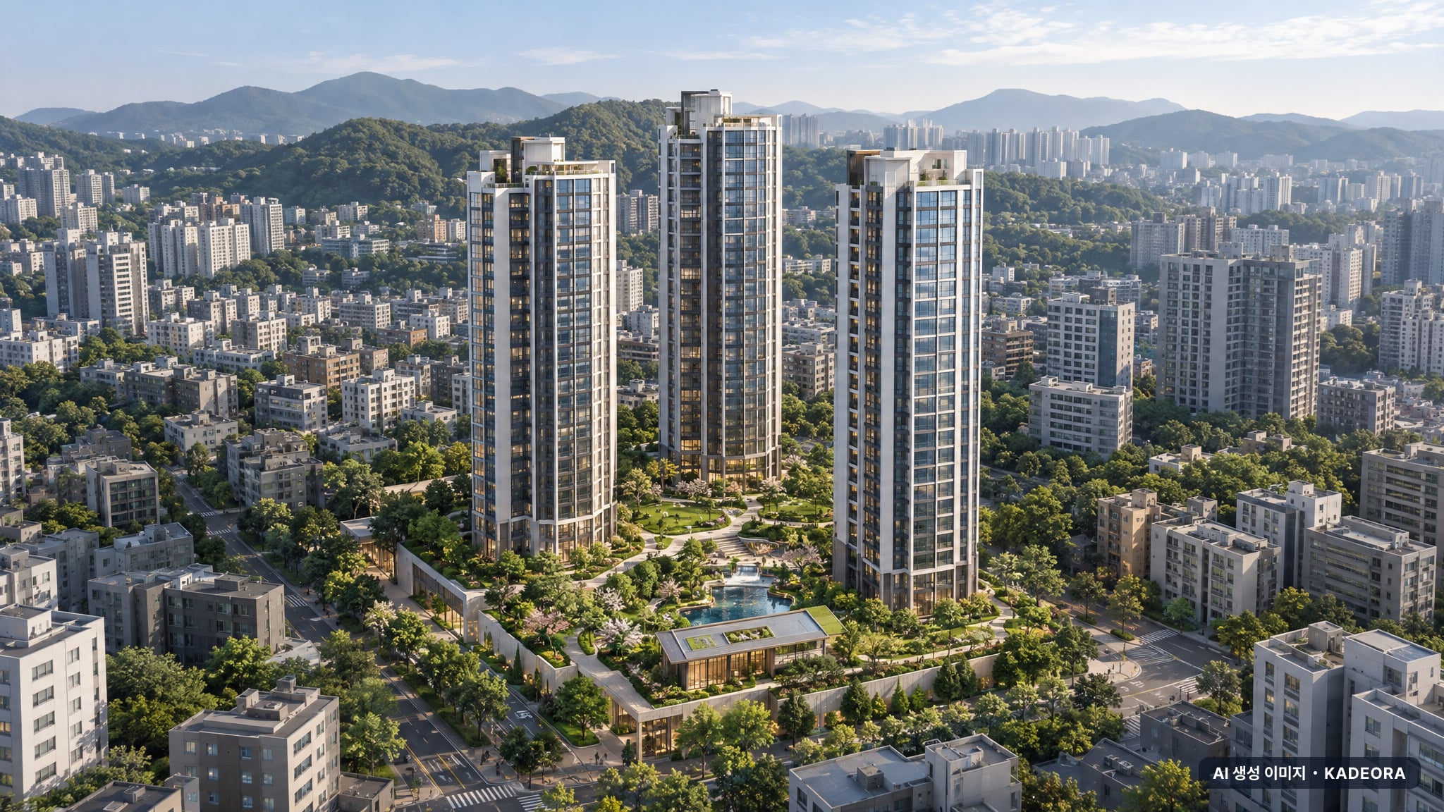 인천 용현학익1블록 재개발 단지 전경 AI 상상도(주간 항공) — 인천 미추홀구 착공 49세대