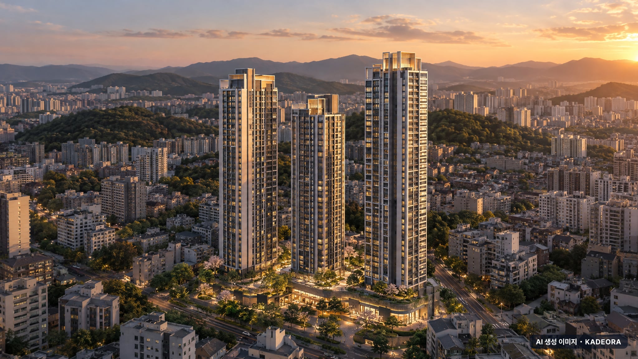 인천 용현학익1블록 재개발 단지 전경 AI 상상도(노을 항공) — 인천 미추홀구 착공 49세대