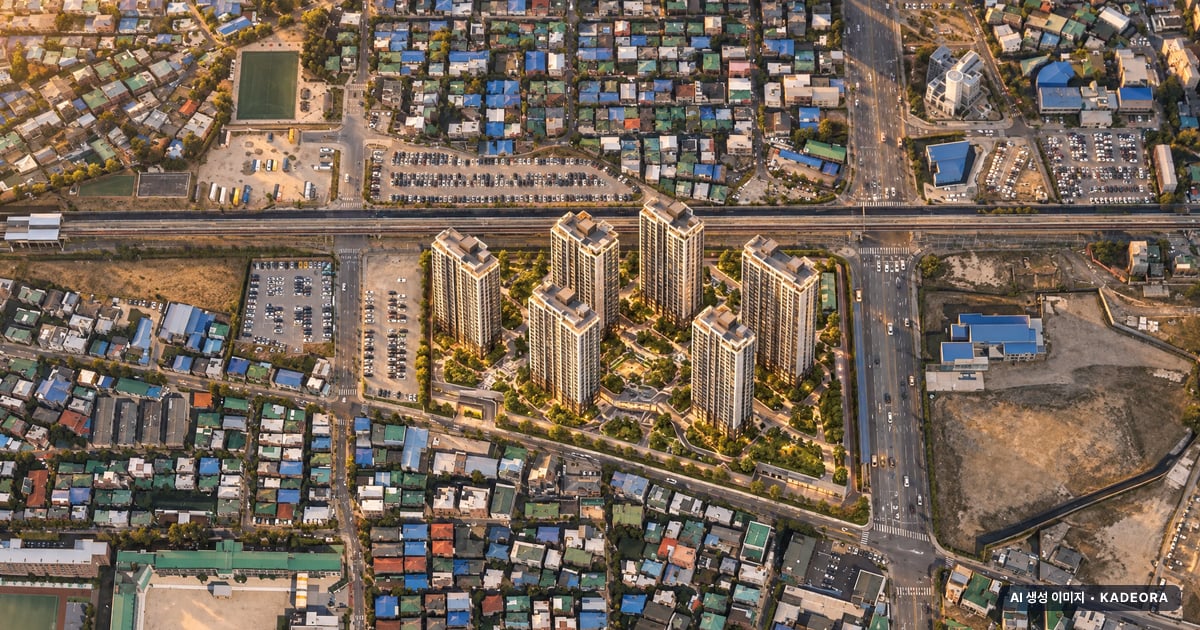더샵 의정부역 링크시티 6개동·최고 48층·총 1,401세대 기준 AI 상상도(노을 항공) — 실제와 다를 수 있음