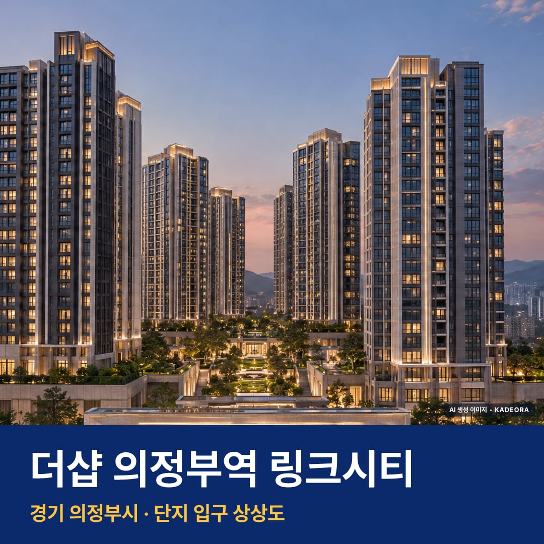 더샵 의정부역 링크시티 재개발 더샵 의정부역 링크시티 단지 전경 AI 상상도 — 의정부시 의정부동 1,401세대 — AI 생성 상상도 · 실제와 다를 수 있음