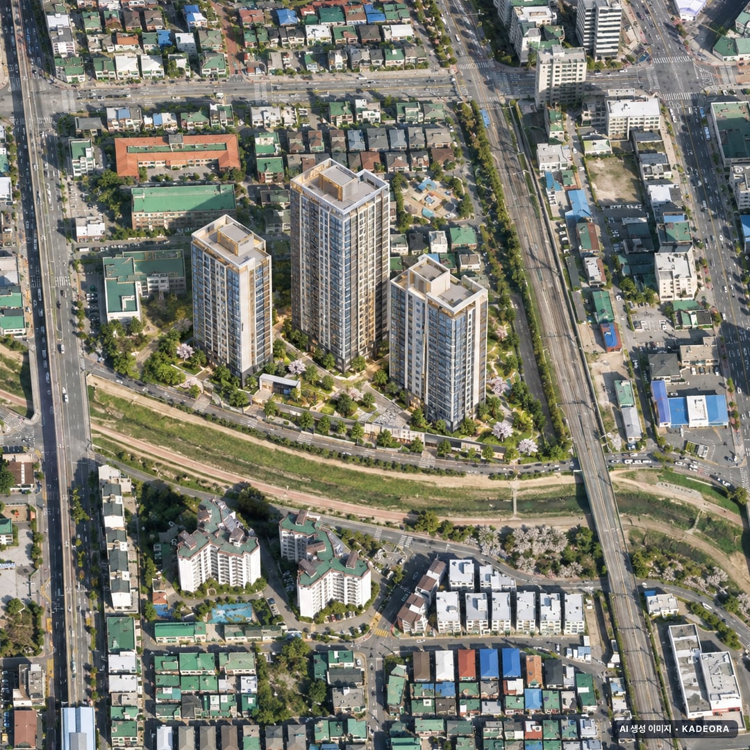 의정부역2구역 조감도 AI 상상도(주간 항공) — 경기 의정부시 조합설립 289세대