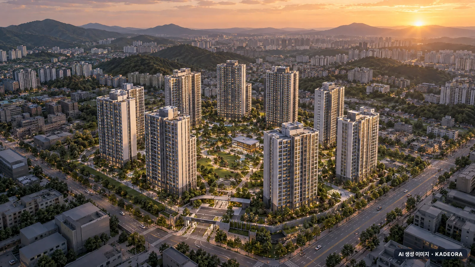 안산시 군자주공10 단지 전경 AI 상상도(저녁) — 안산시 아파트 분양