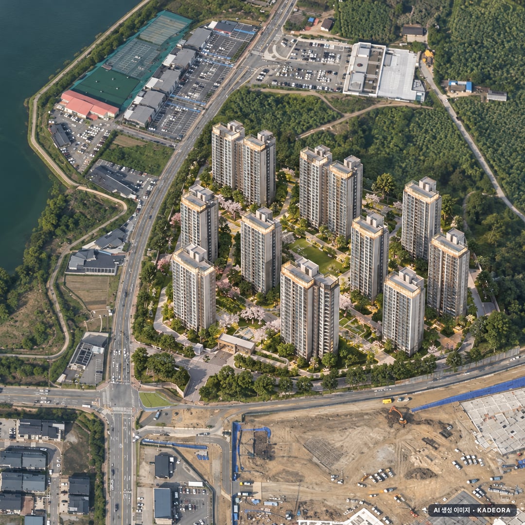 천안 아이파크 시티 단지 전경 AI 상상도(주간 항공) — 충남 천안시 착공 892세대