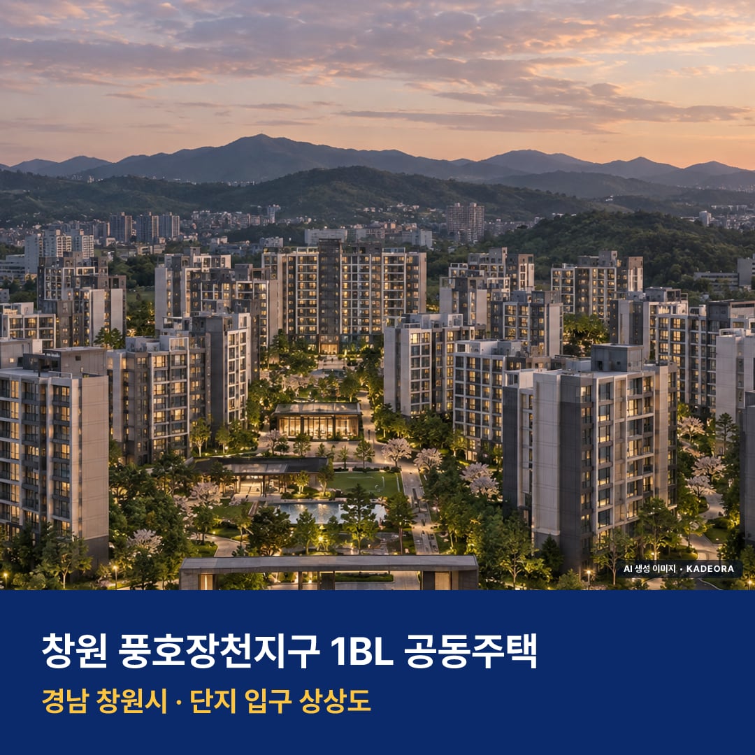 창원 풍호장천지구 1BL 공동주택 단지 전경 AI 상상도 — 창원시 풍호동 978세대