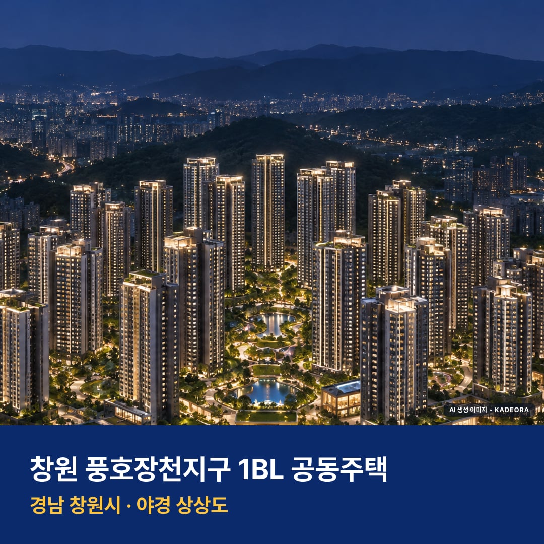 창원 풍호장천지구 1BL 공동주택 단지 전경 AI 상상도 — 창원시 풍호동 978세대