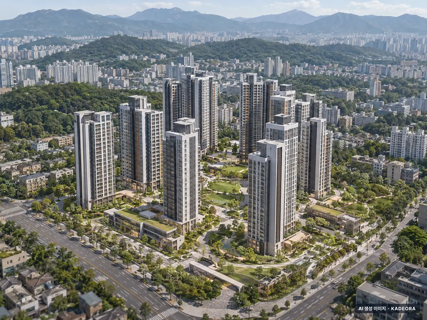 부산 연제구 거제역 동원로얄듀크 단지 전경 AI 상상도(주간 항공) — 연제구 440세대