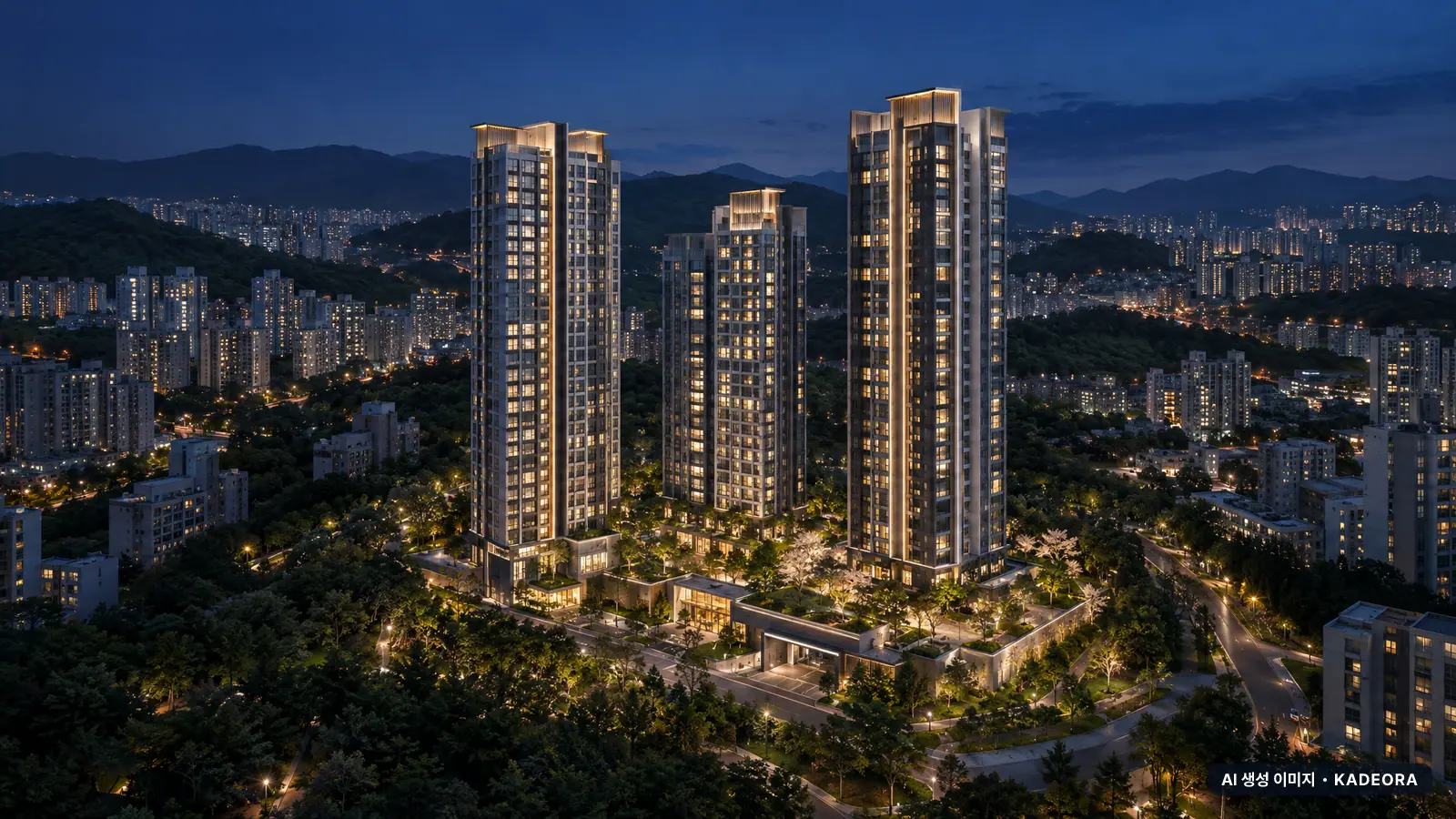 힐스테이트 평거 센트럴 단지 전경 AI 상상도 — 진주시 평거동 261세대