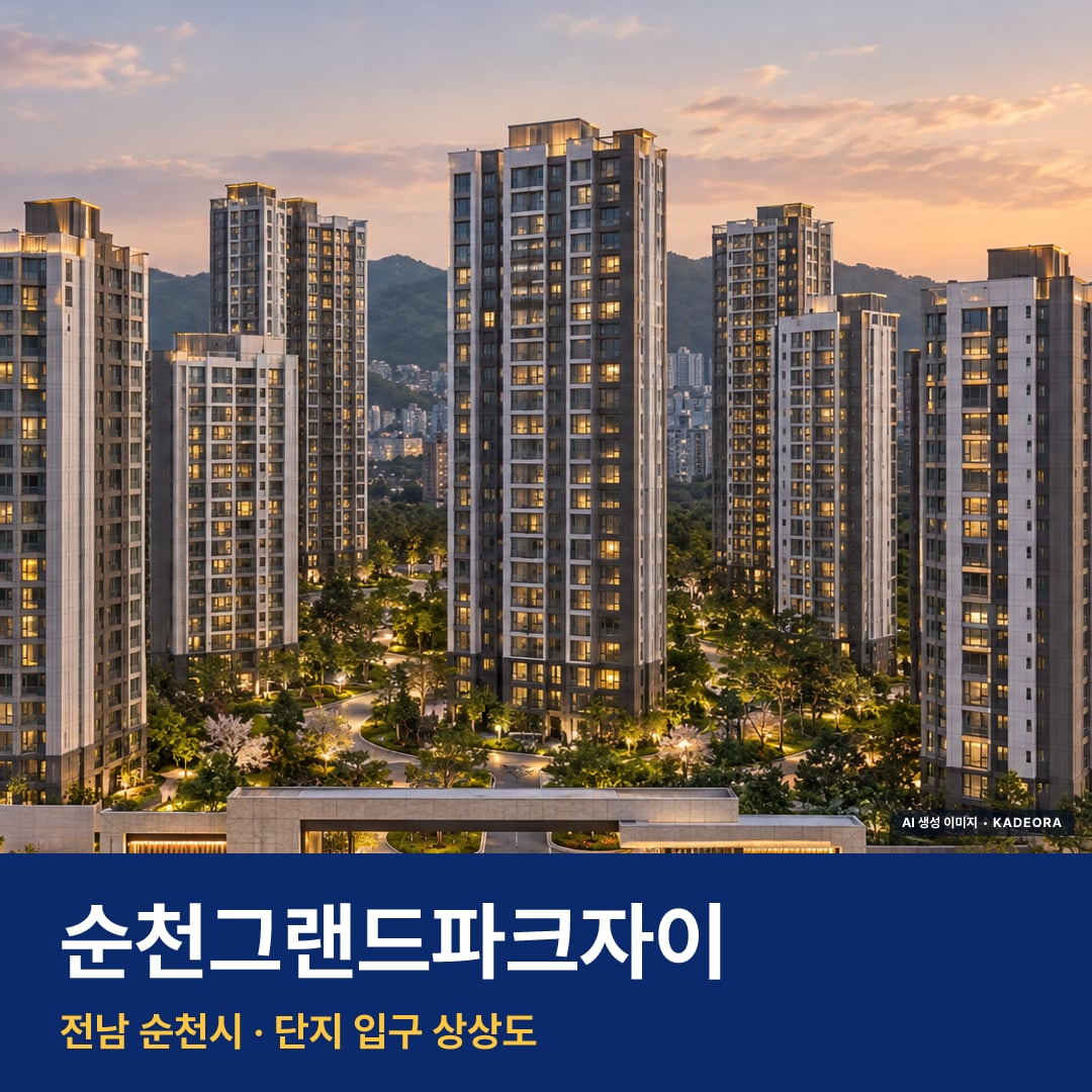 순천그랜드파크자이 재개발 순천그랜드파크자이 단지 전경 AI 상상도 — 순천시 풍덕동 997세대 — AI 생성 상상도 · 실제와 다를 수 있음