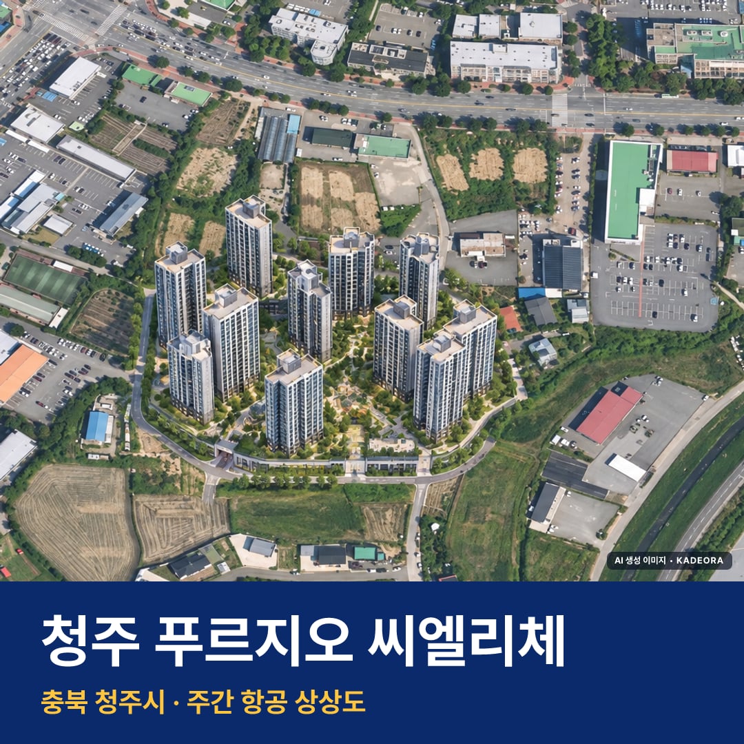 청주 푸르지오 씨엘리체 단지 전경 AI 상상도 — 청주시 미평동 1,351세대
