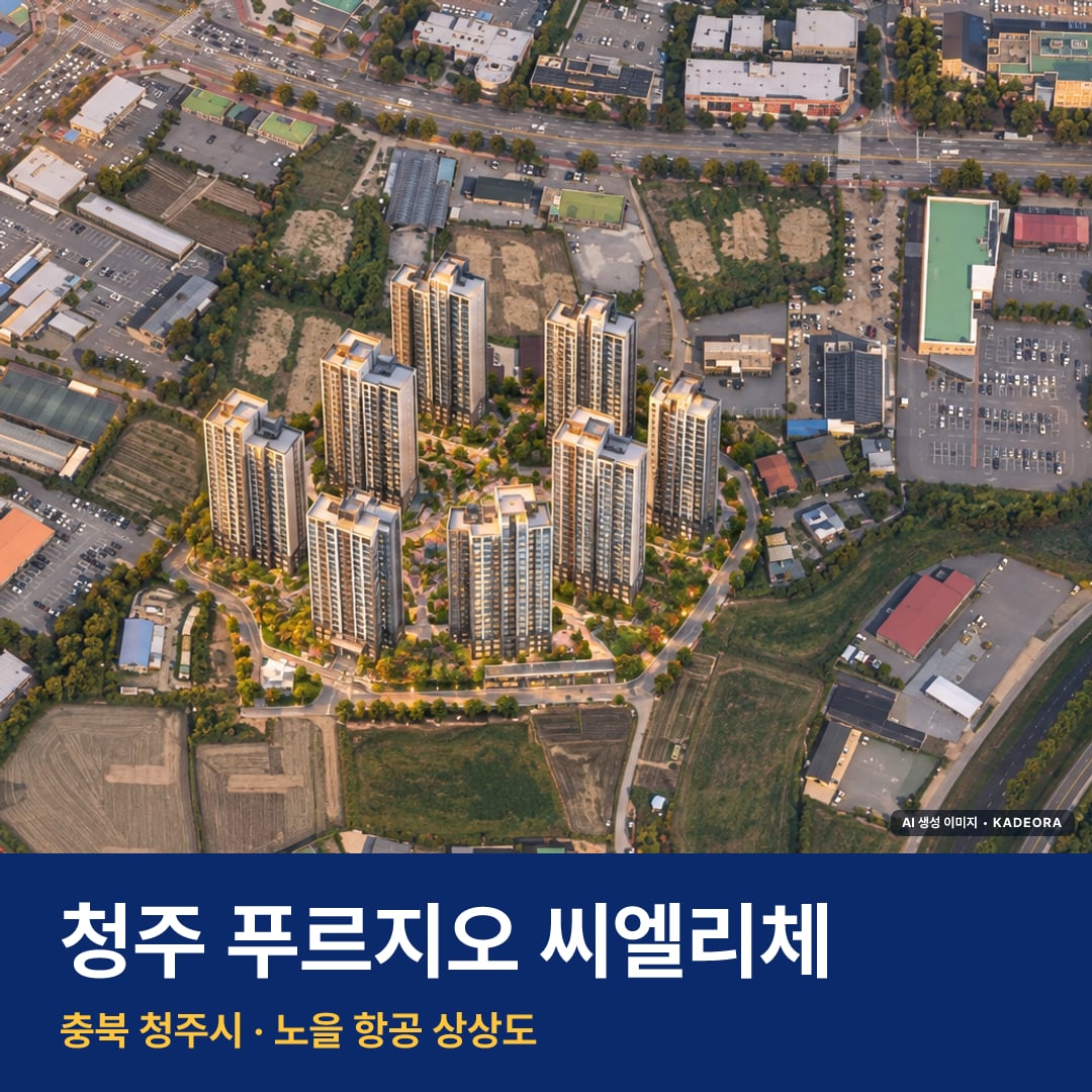 청주 푸르지오 씨엘리체 단지 전경 AI 상상도 — 청주시 미평동 1,351세대