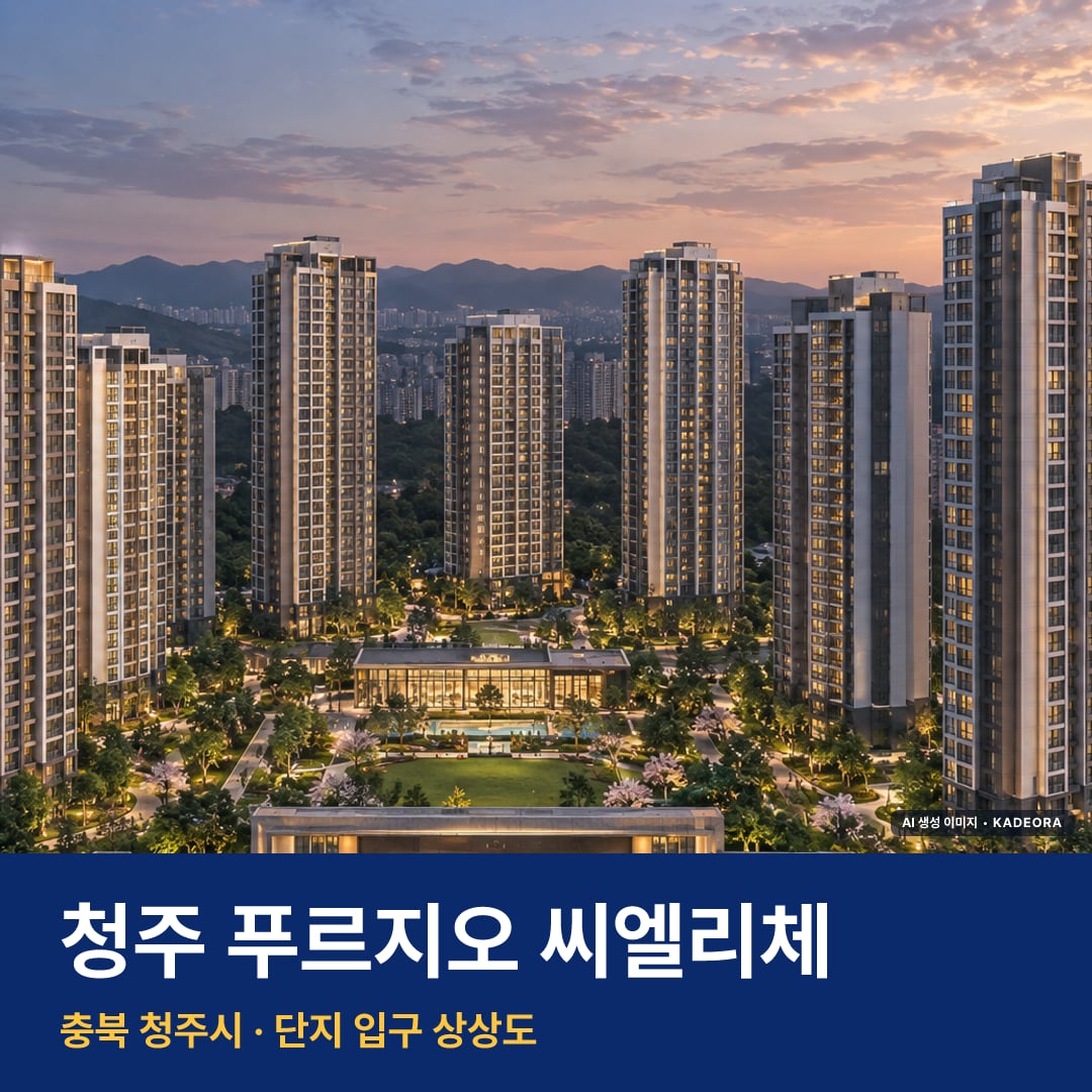 청주 푸르지오 씨엘리체 단지 전경 AI 상상도 — 청주시 미평동 1,351세대