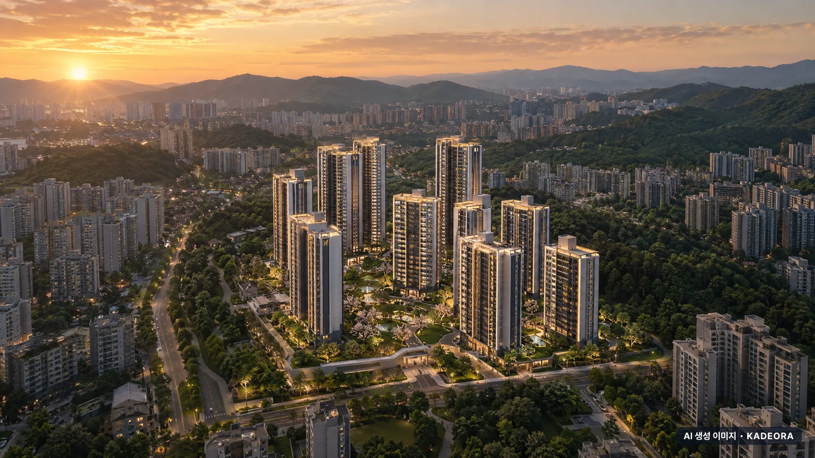 인천영종국제도시 디에트르 라 메르Ⅰ(RC4-1,2BL)(8차) 단지 전경 AI 상상도(저녁) — 영종구 아파트 분양