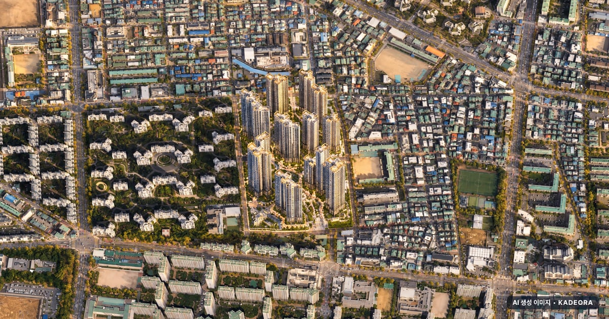 인천 구월동 재개발 단지 전경 AI 상상도(노을 항공) — 인천 남동구 사업시행인가 2,600세대