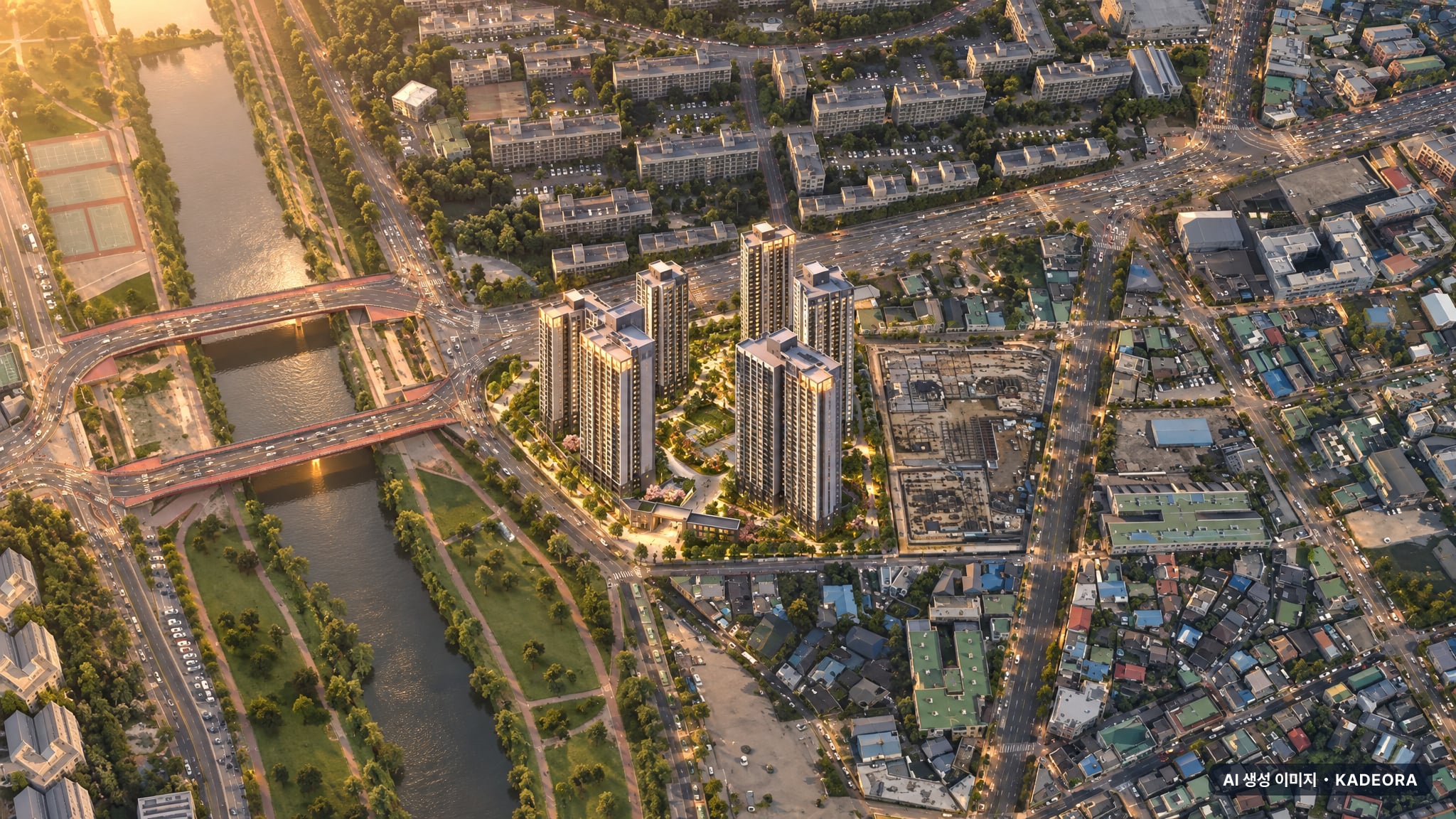 대전 유천1구역 지역주택조합 조감도 AI 상상도(노을 항공) — 대전 중구 분양 예고 930세대