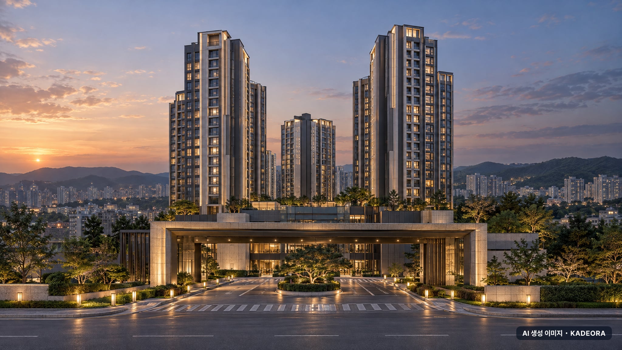 대전 유천1구역 지역주택조합 조감도 AI 상상도(단지 입구) — 대전 중구 분양 예고 930세대