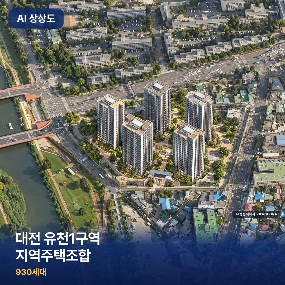 대전 유천1구역 지역주택조합 단지 썸네일 — AI 생성 이미지