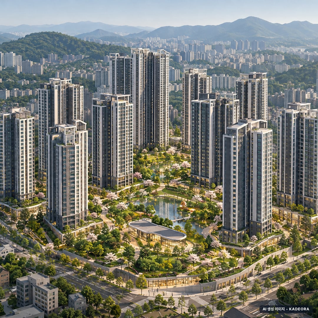 인천 주안역 정비사업 조감도 AI 상상도(주간 항공) — 인천 미추홀구 사업시행인가 3,500세대