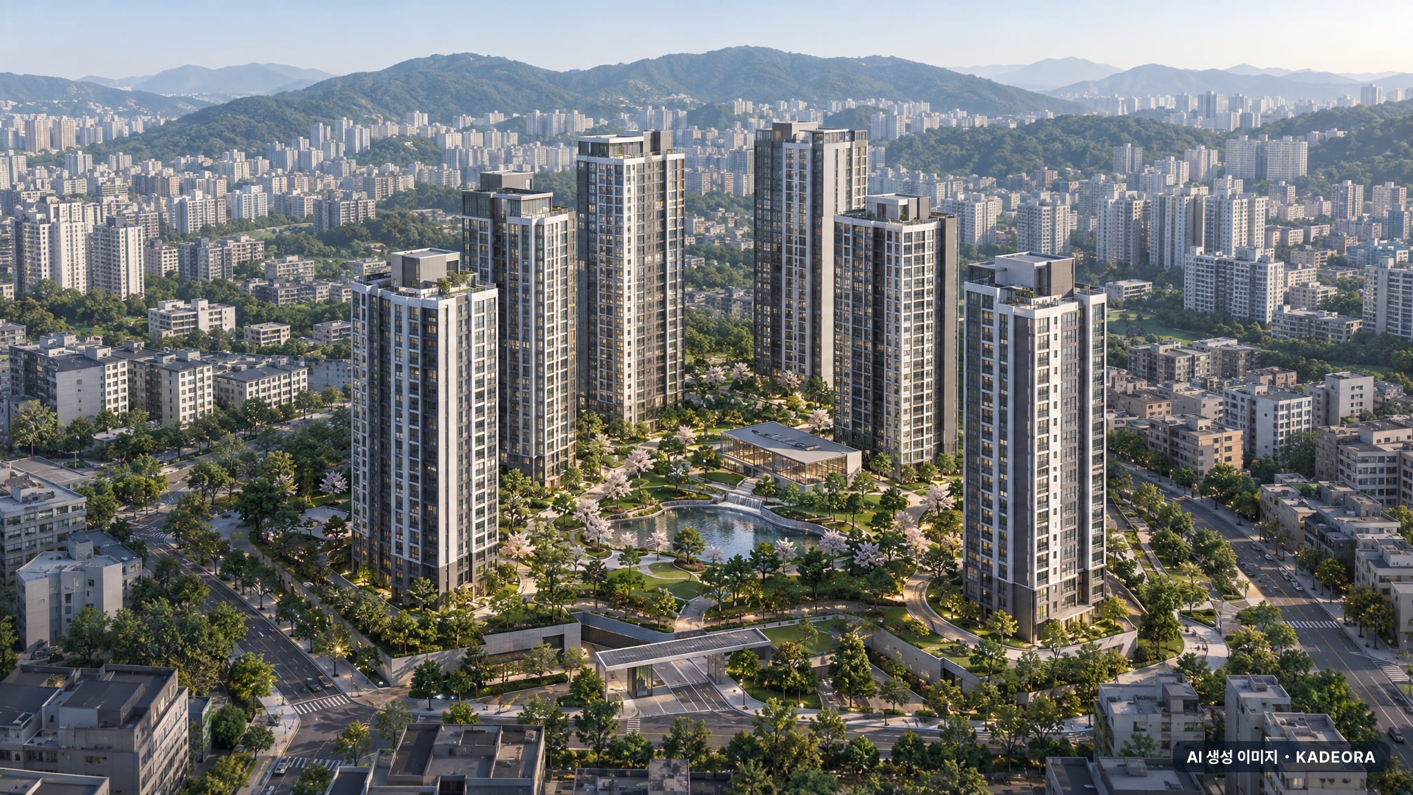 부산 금정구 구서5 재건축 단지 전경 AI 상상도(주간 항공) — 부산 금정구 조합설립 794세대