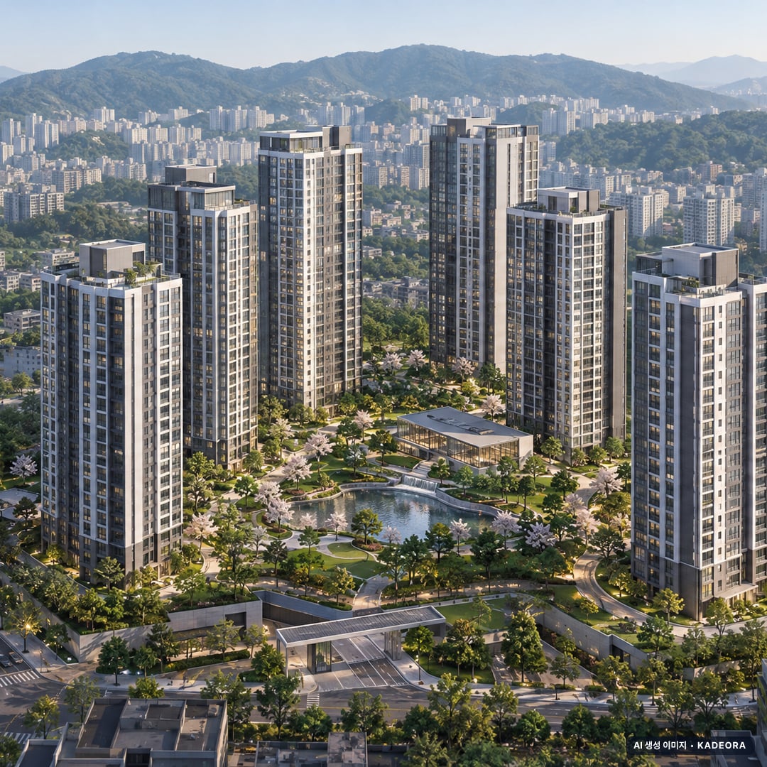 부산 금정구 구서5 재건축 조감도 AI 상상도(주간 항공) — 부산 금정구 조합설립 794세대