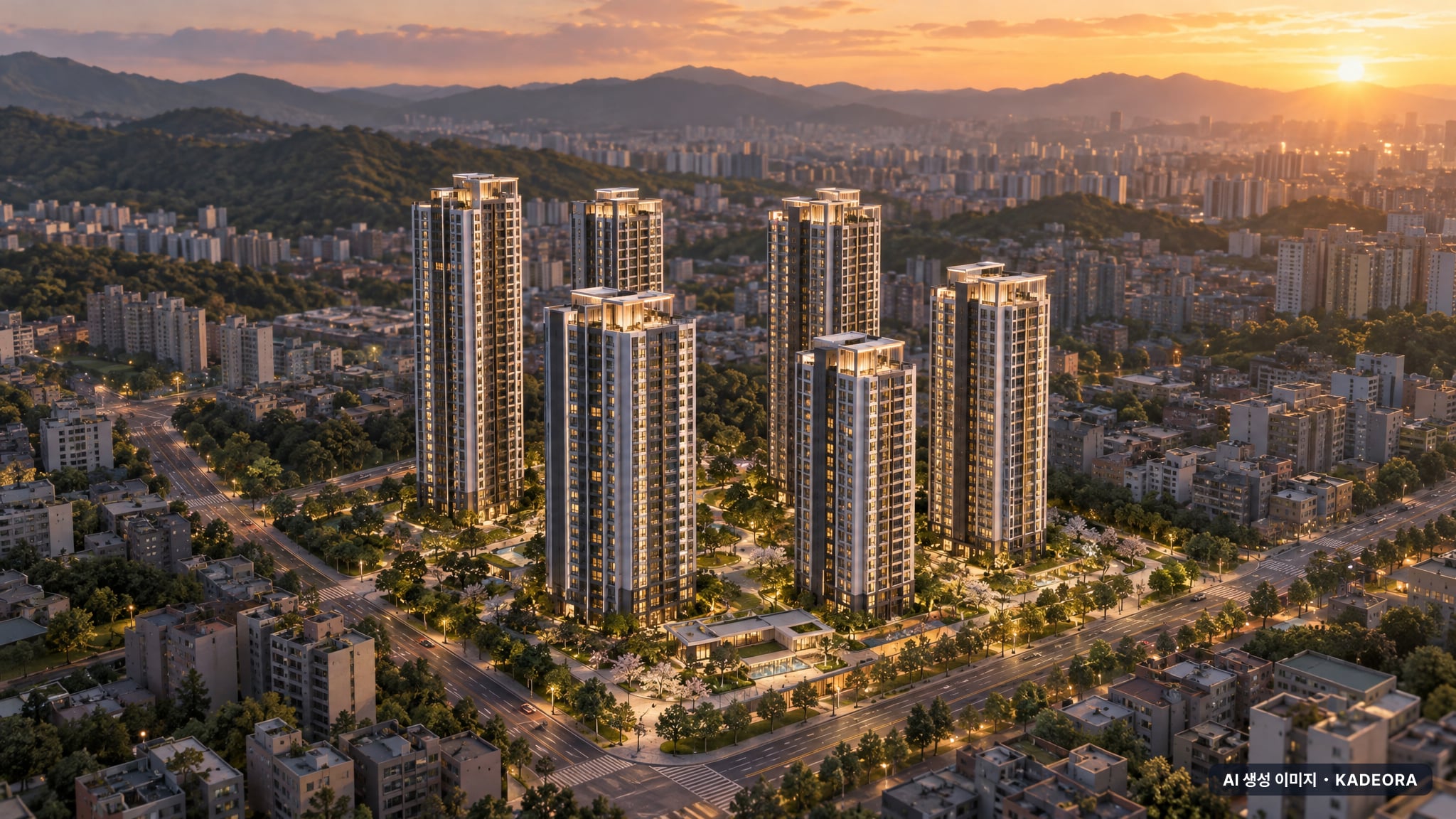 부산 금정구 구서5 재건축 조감도 AI 상상도(노을 항공) — 부산 금정구 조합설립 794세대