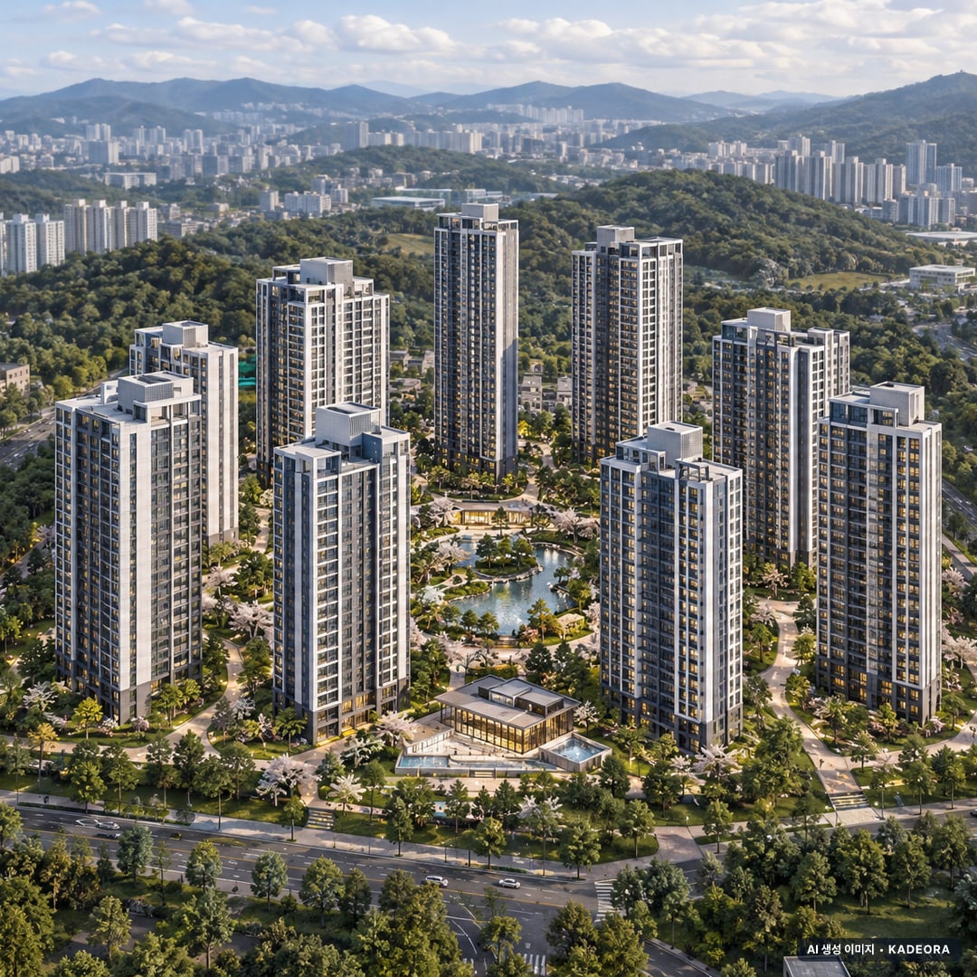 시티오씨엘 7단지 단지 전경 AI 상상도(주간 항공) — 인천 미추홀구 착공 1,453세대
