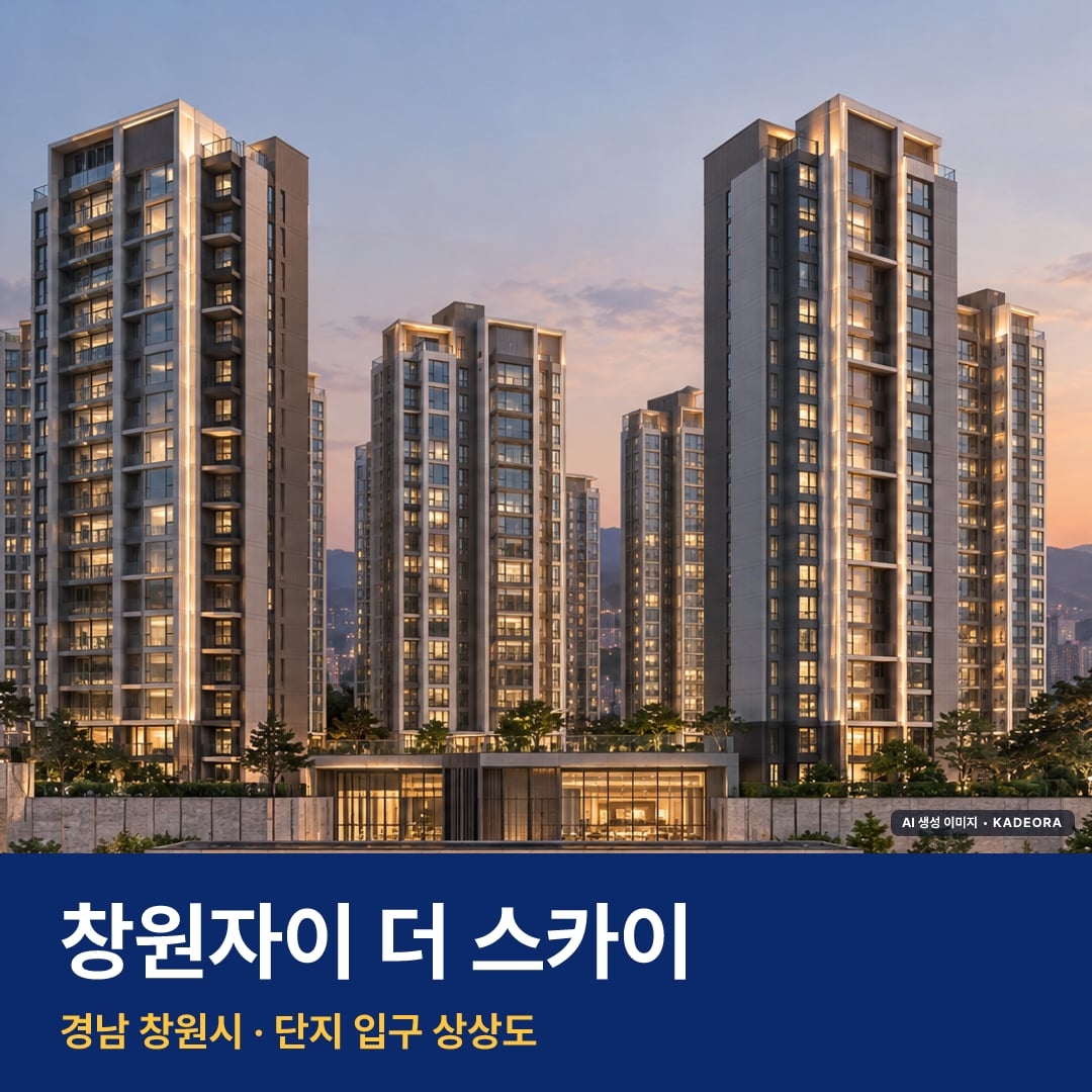 창원자이 더 스카이 단지 전경 AI 상상도 — 창원시 중앙동 509세대