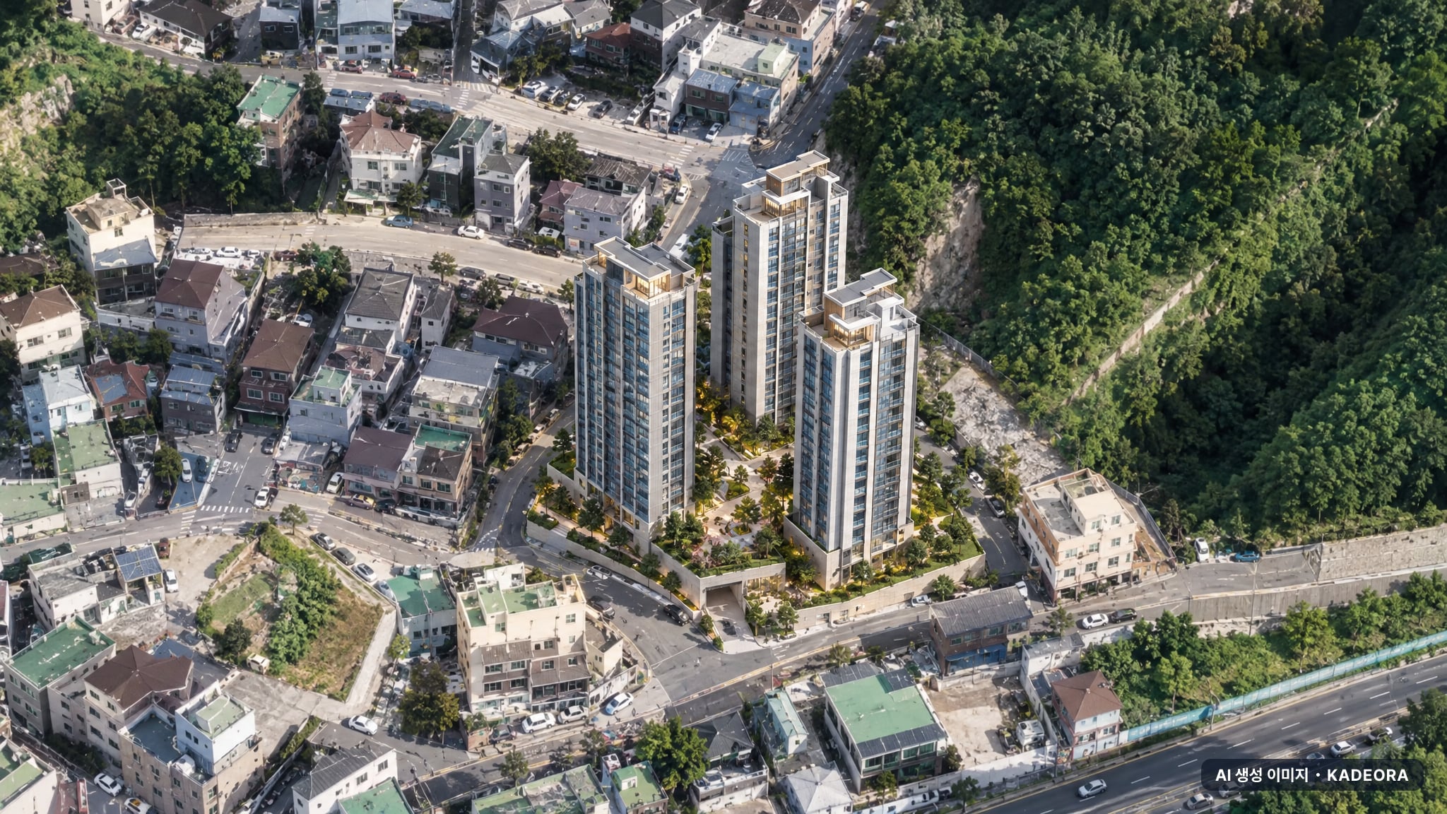 파주시 협신연립 단지 전경 AI 상상도(주간 항공) — 경기 파주시 착공 115세대