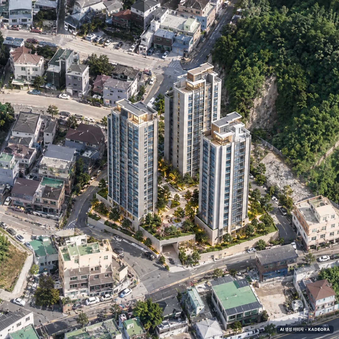 파주시 협신연립 조감도 AI 상상도(주간 항공) — 경기 파주시 착공 115세대