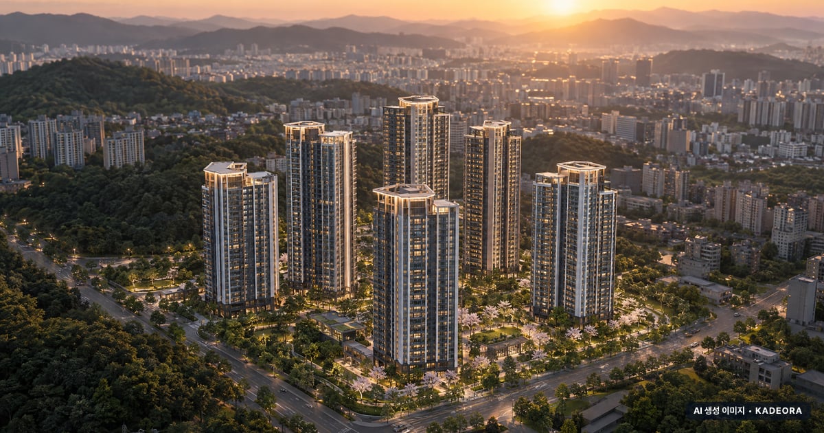 의왕 월암지구 대방 디에트르 레이크파크 7개동·총 703세대(이번 702세대 공급) 기준 AI 상상도(노을 항공) — 실제와 다를 수 있음