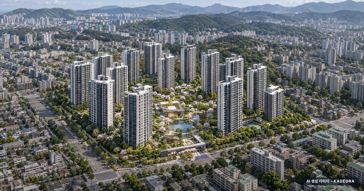 반월구역 재개발 공동주택 단지 전경 AI 상상도 — 창원시 반월동 1,702세대