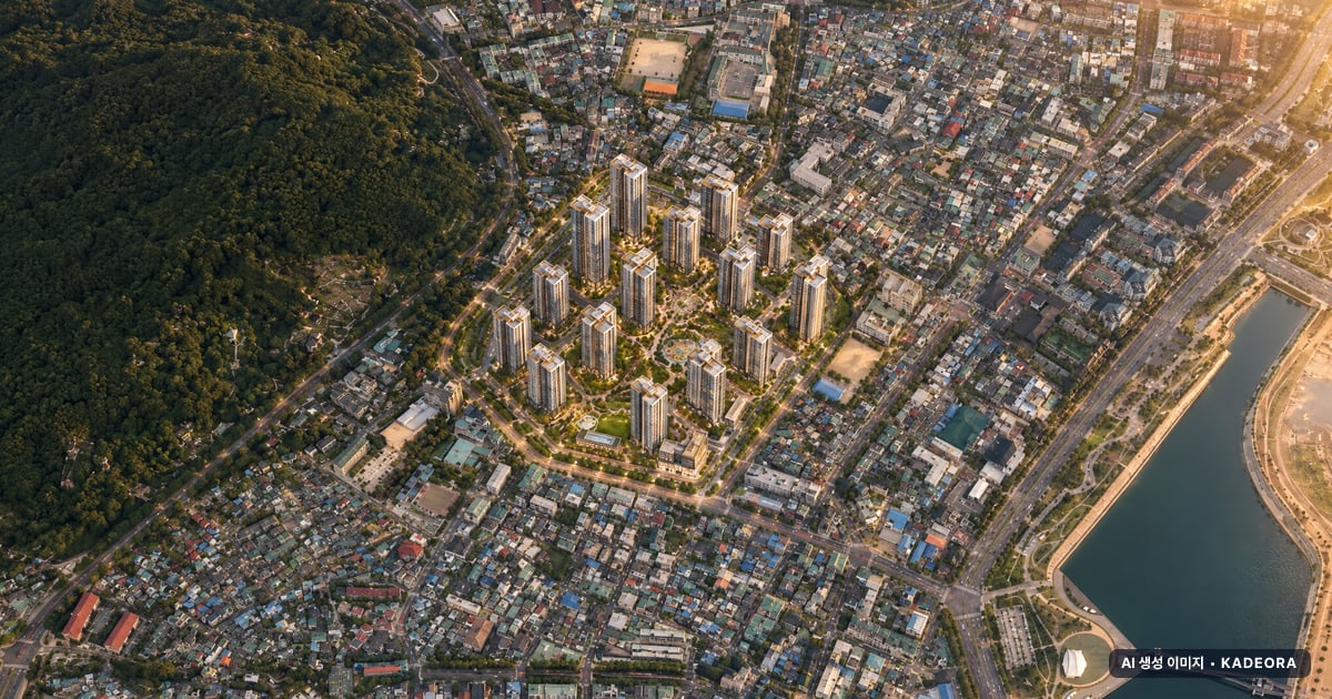 반월구역 재개발 공동주택 16개동·총 1,702세대 기준 AI 상상도(노을 항공) — 실제와 다를 수 있음