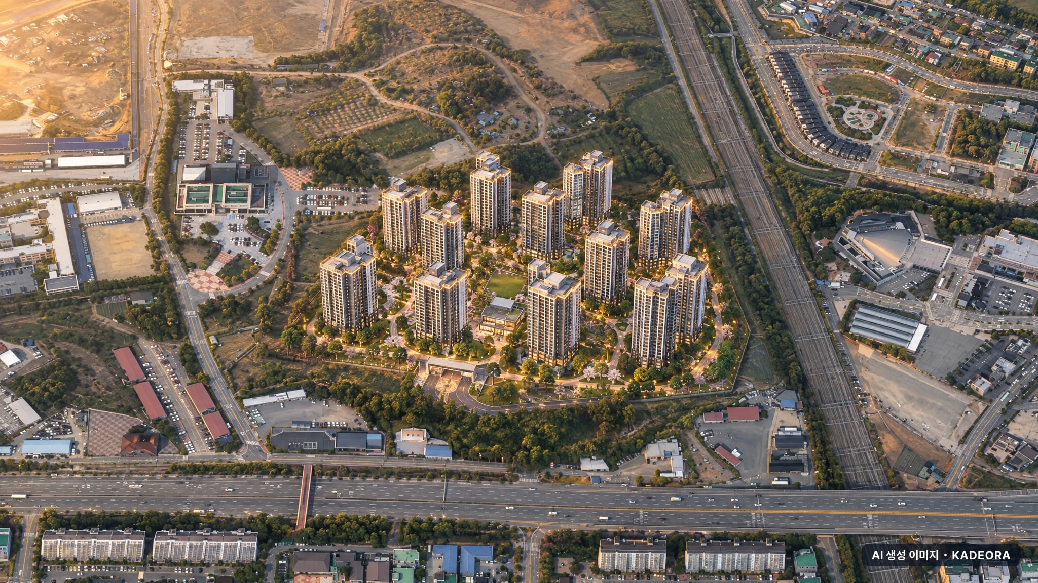 천안 휴먼빌 퍼스트시티 단지 전경 AI 상상도(노을 항공) — 충남 천안시 착공 1,232세대