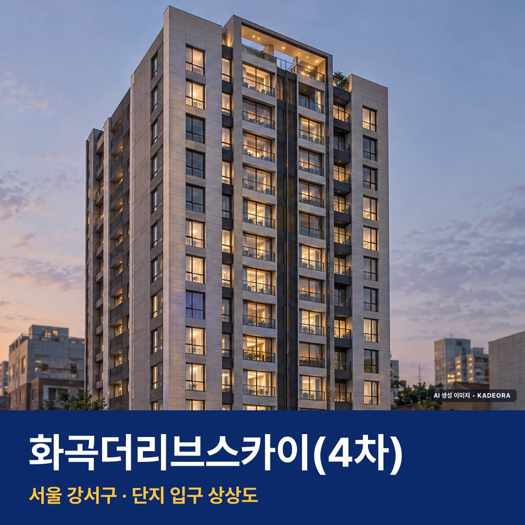 화곡더리브스카이(4차) 단지 전경 AI 상상도 — 강서구 — AI 생성 상상도 · 실제와 다를 수 있음