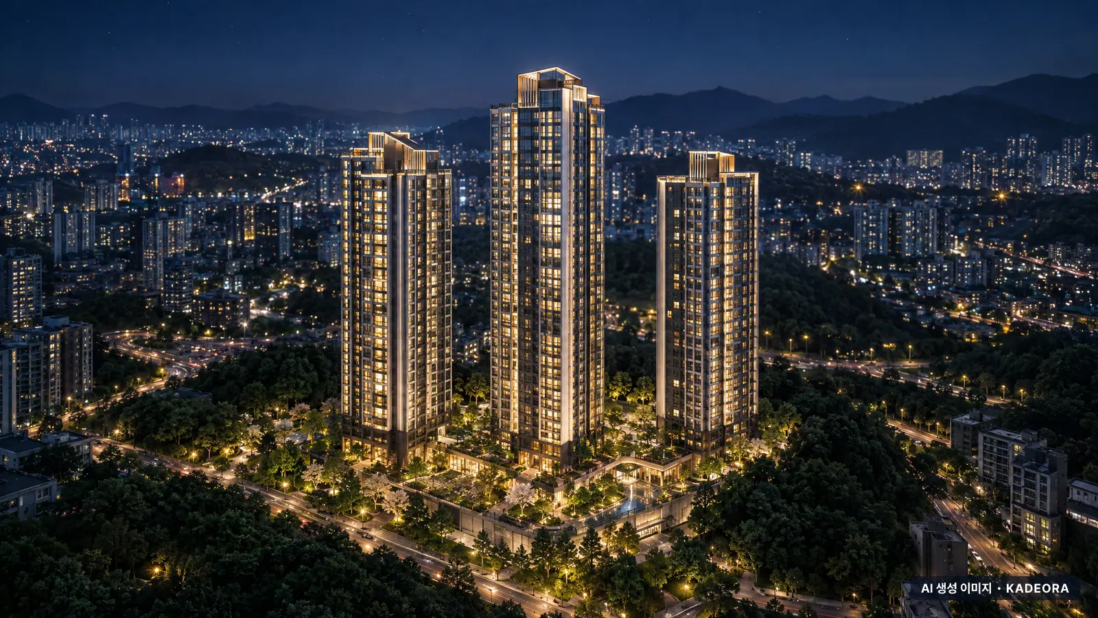 온천장 하늘채 엘리시움 단지 전경 AI 상상도 — 동래구 온천동 436세대