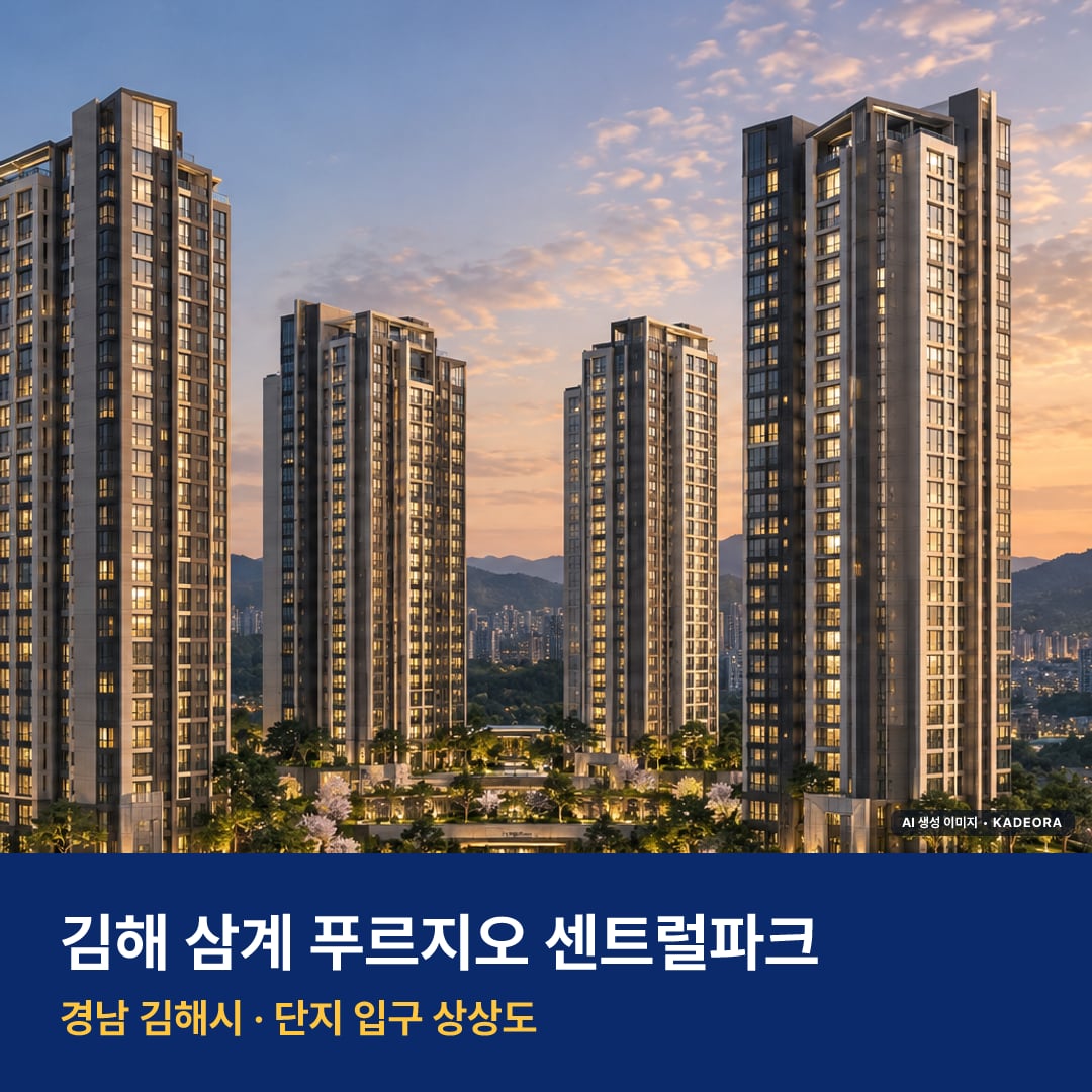 김해 삼계 푸르지오 센트럴파크 단지 전경 AI 상상도 — 김해시 삼계동 630세대