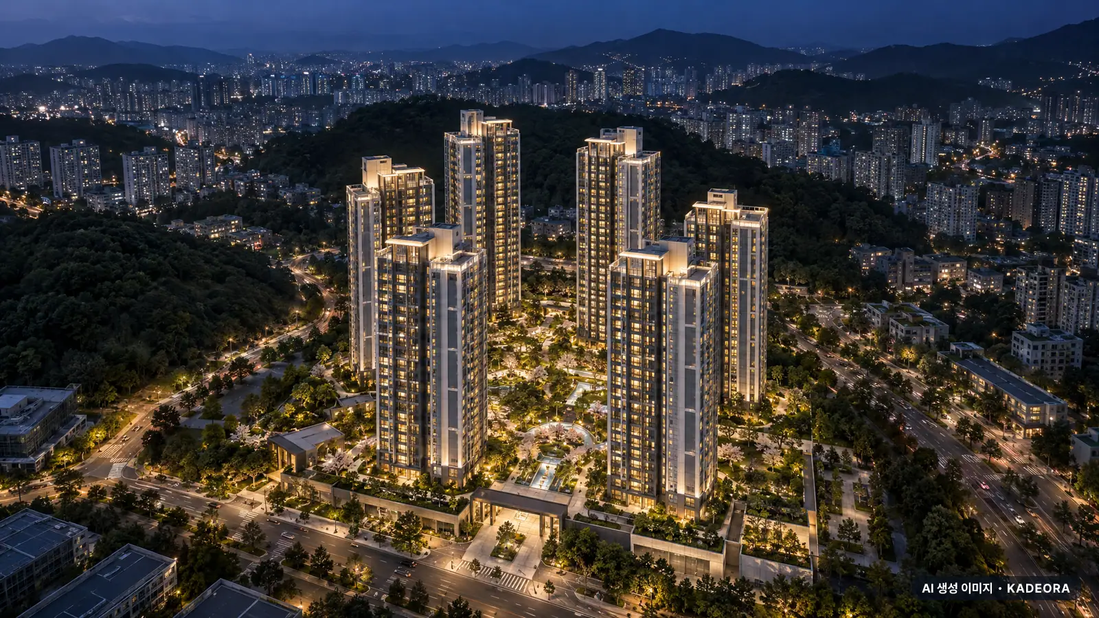 김해 삼계 푸르지오 센트럴파크 단지 전경 AI 상상도 — 김해시 삼계동 630세대