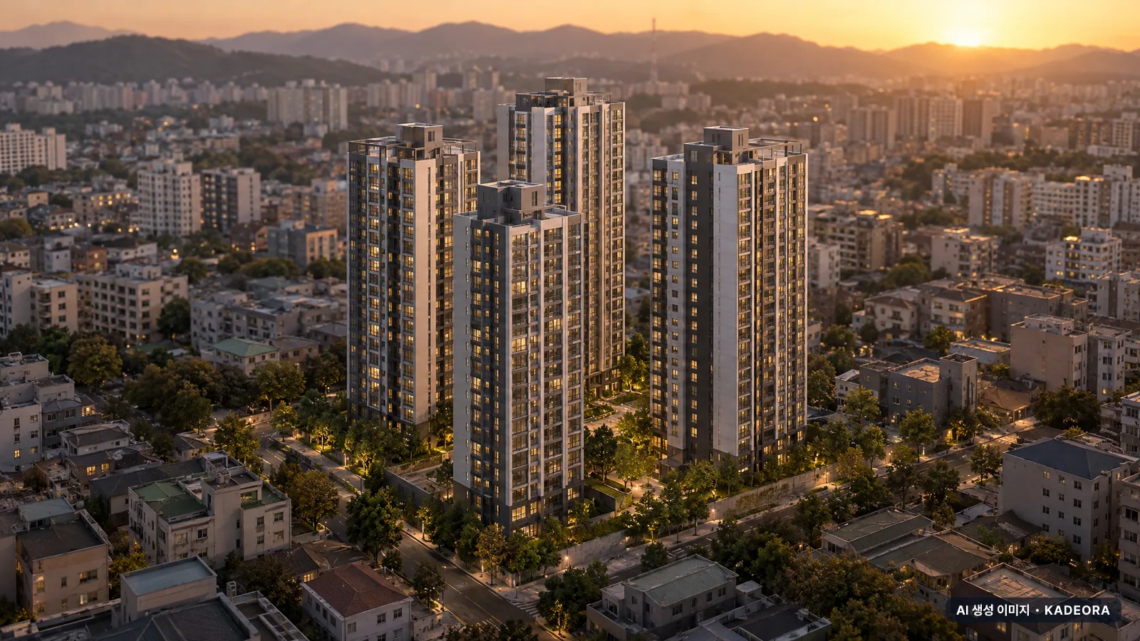 백석시그니처자이 2단지 단지 전경 AI 상상도(저녁) — 천안시 아파트 분양