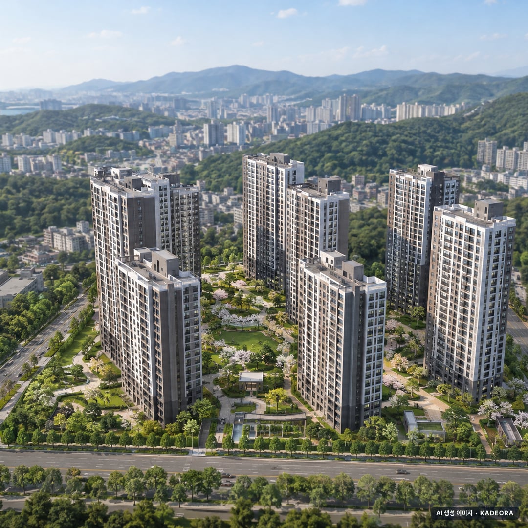 리아츠 더 인천(22차) 이번 7세대 공급 기준 AI 상상도(주간 항공) — 실제와 다를 수 있음