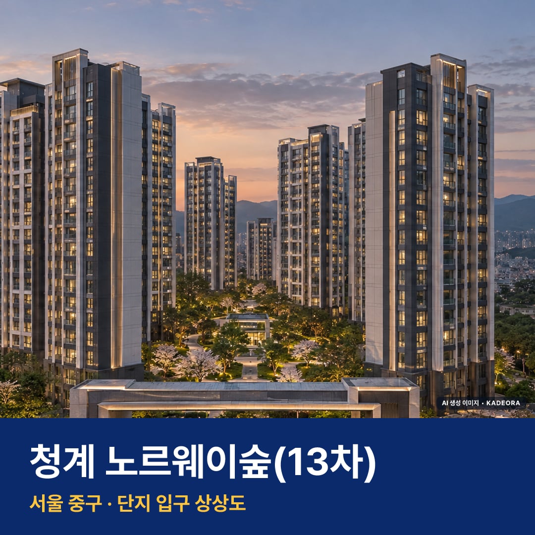 청계 노르웨이숲(13차) 단지 전경 AI 상상도 — 중구 황학동