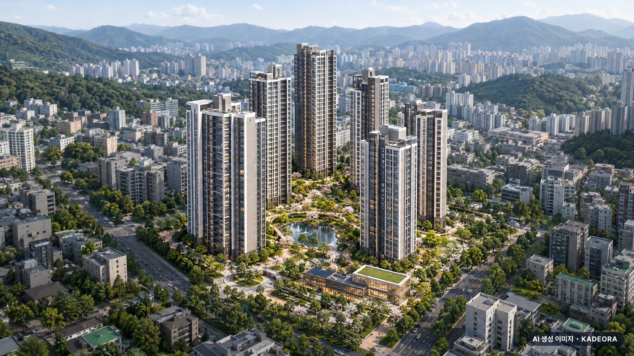 울산 삼산동 재건축 단지 전경 AI 상상도(주간 항공) — 남구