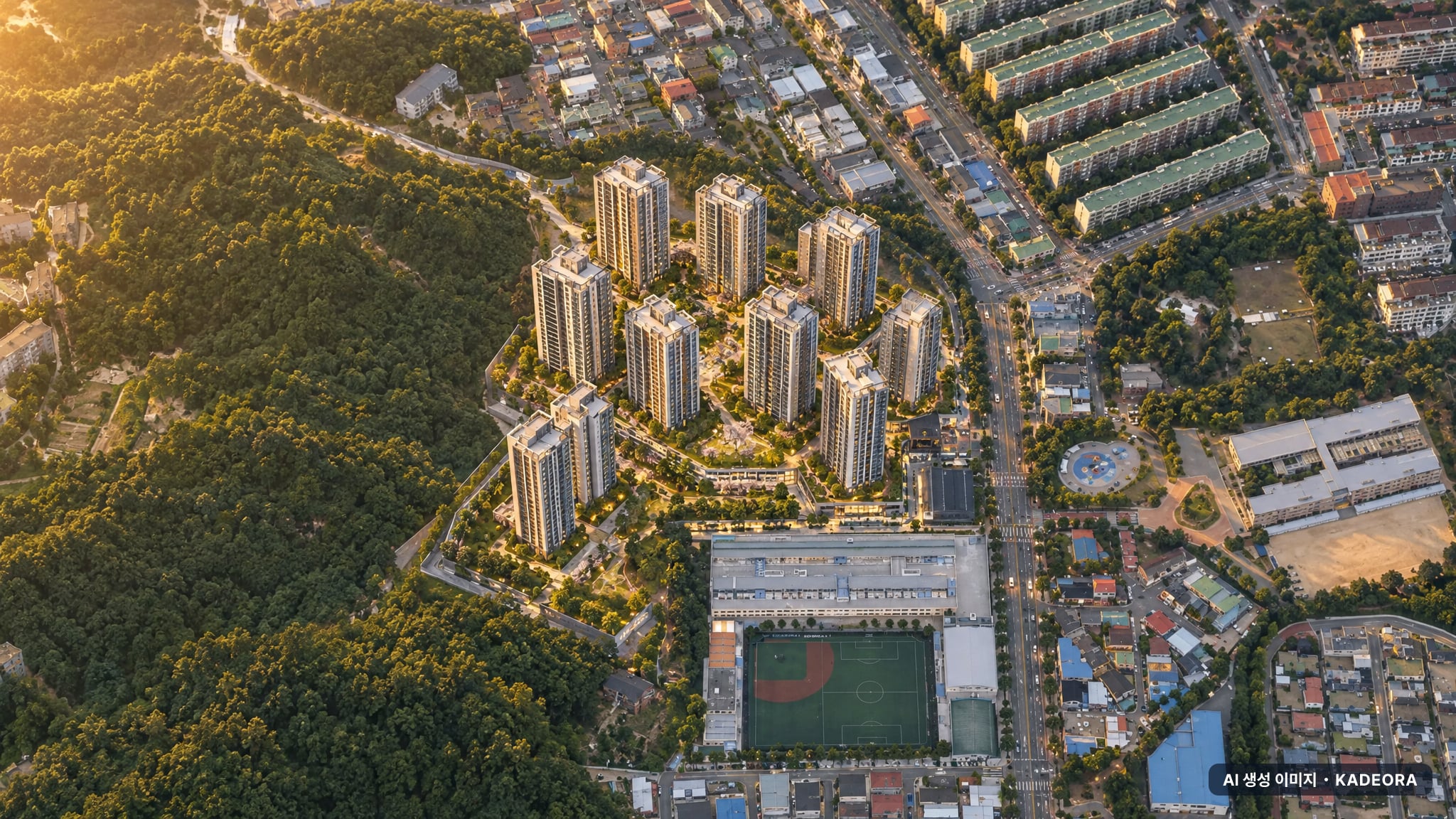 구미 그랑포레 데시앙 단지 전경 AI 상상도(노을 항공) — 경북 구미시 착공 1,350세대