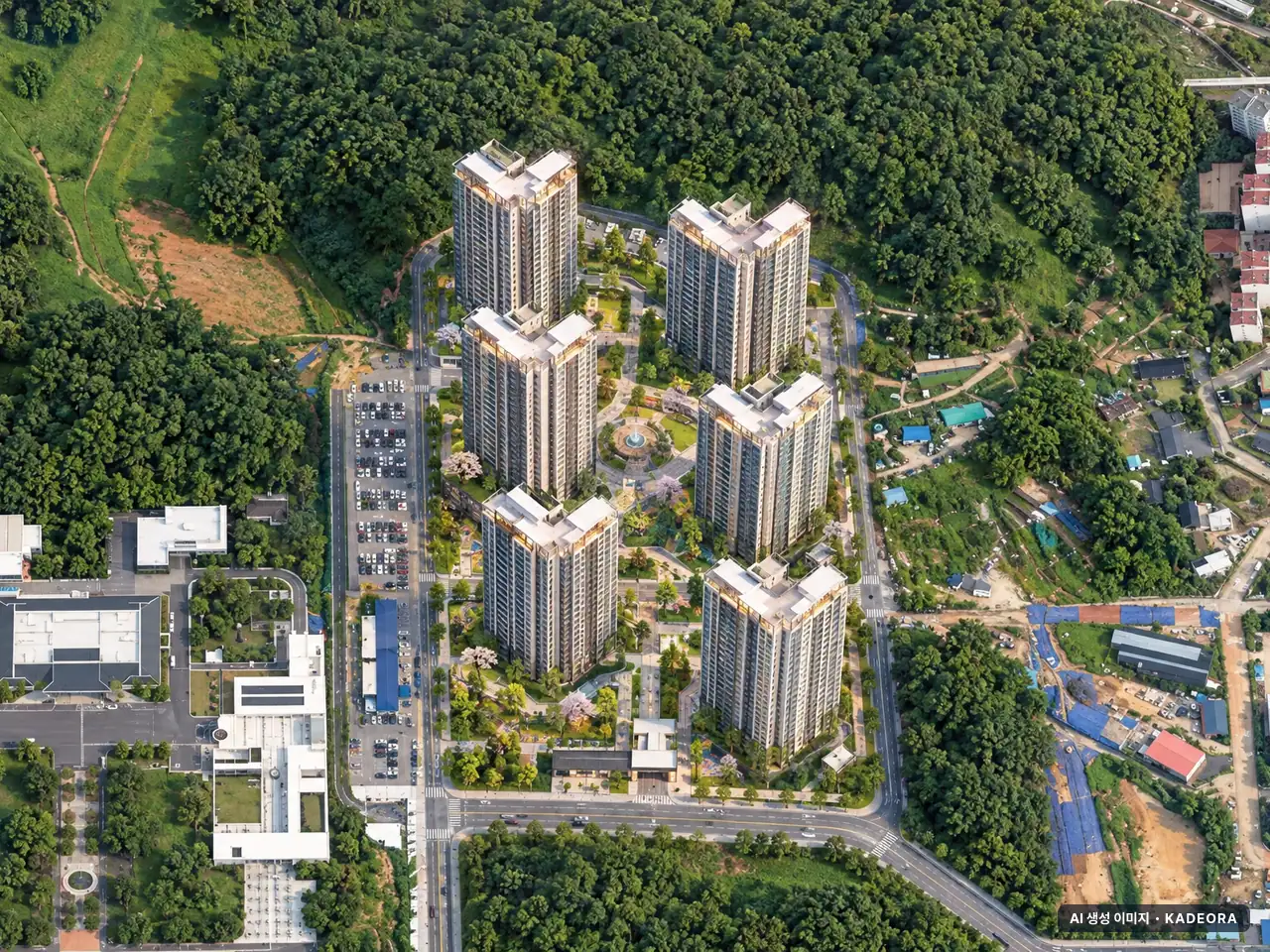 힐스테이트 중외공원 3블록 7개동·최고 28층·총 681세대 기준 AI 상상도 — 실제와 다를 수 있음 힐스테이트 중외공원 3블록 7개동·최고 28층·총 681세대 기준 AI 상상도(주간 항공) — 실제와 다를 수 있음