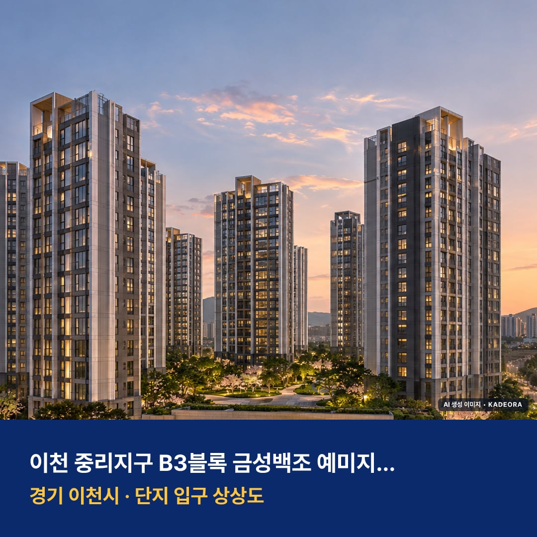 이천 중리지구 B3블록 금성백조 예미지(3차) 단지 전경 AI 상상도 — 이천시 중리동 — AI 생성 상상도 · 실제와 다를 수 있음